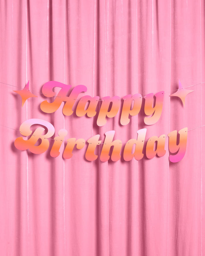 Happy Birthday Banner - pink + orange birthday banner