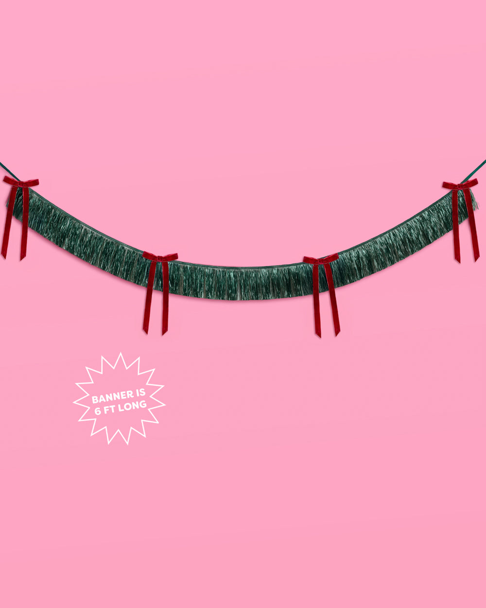 Xmas Bow Banner - fringe + velvet bows