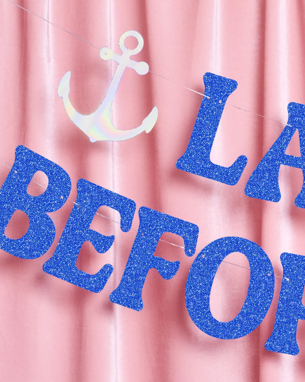 Last Sail Before the Veil Banner - blue glitter + iridescent banner