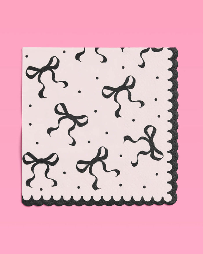 Little Black Bow Bundle - plates, napkins, bday banner