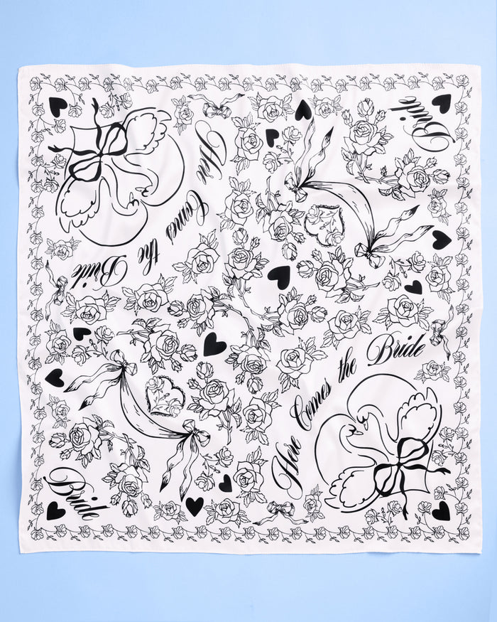 Classic Bride Headscarf - white silk bride head scarf