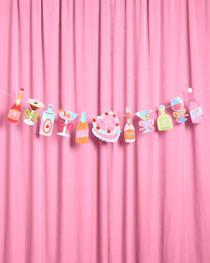 21st Birthday Banner - cocktail garland