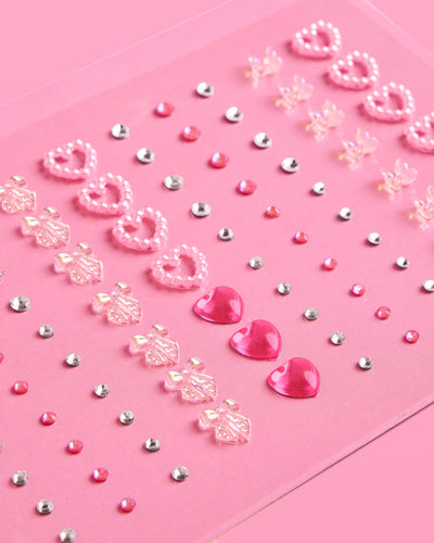 Bow + Heart Gem Set - 89 adhesive face gems