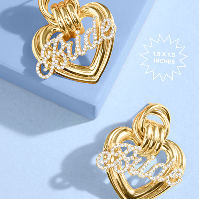 Heart of Gold Bride Earrings - gold + rhinestones