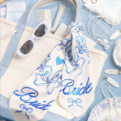 Something Blue Headscarf - white silk bride head scarf