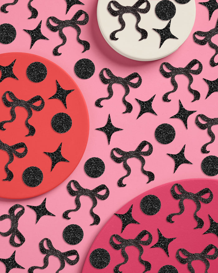 Little Black Bow Confetti - 200 pc glitter confetti