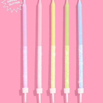 Pastel Glitter Candles - 10 glitter candles