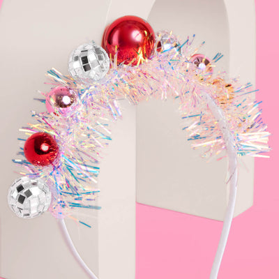 Disco Christmas Headband - ornaments + fringe headband