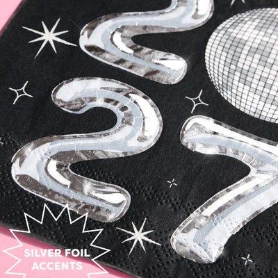 2027 NYE Disco Trio - napkins, plates, banner