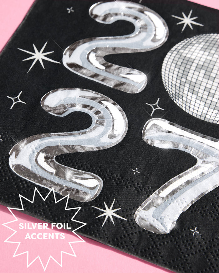 2027 NYE Disco Trio - napkins, plates, banner