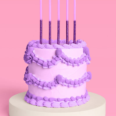 Purple Glitter Candles - 10 birthday candles