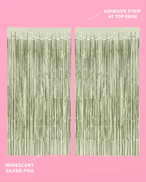 Martini Green Curtain - sage green foil curtain