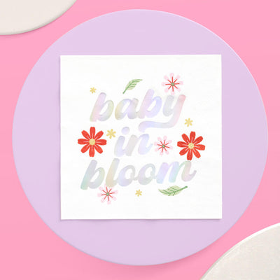 Baby in Bloom Napkins - 50 white napkins