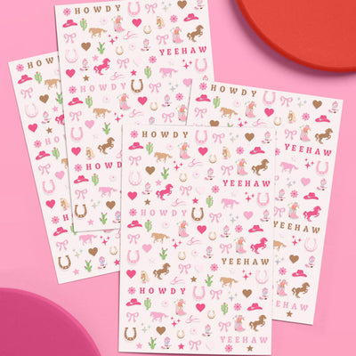 Cowgirl Nail Stickers - 4-Sheet Paper Sticker Set
