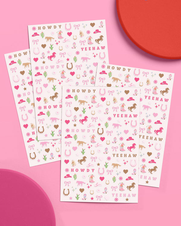 Cowgirl Nail Stickers - 4-Sheet Paper Sticker Set