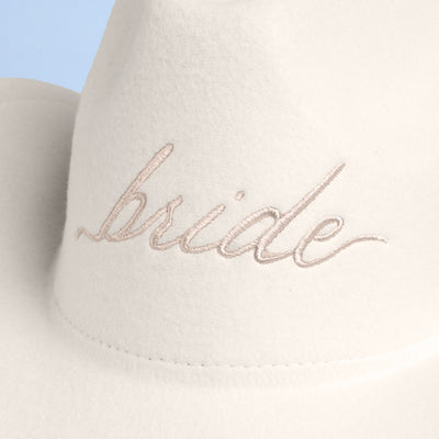 Bride Cowgirl Hat - embroidered felt hat + veil