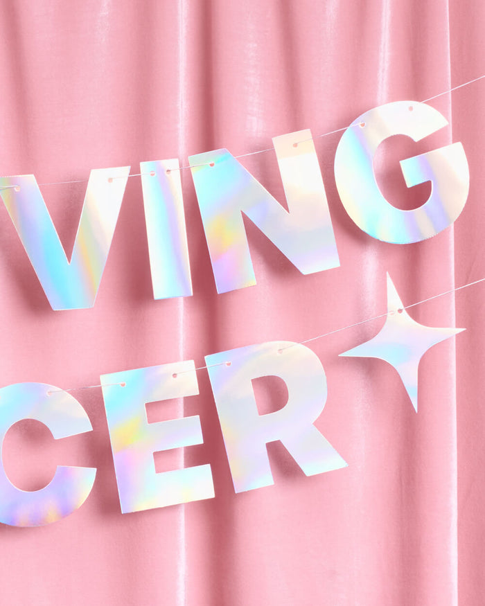 It's Giving Cancer Banner - iridescent foil banner