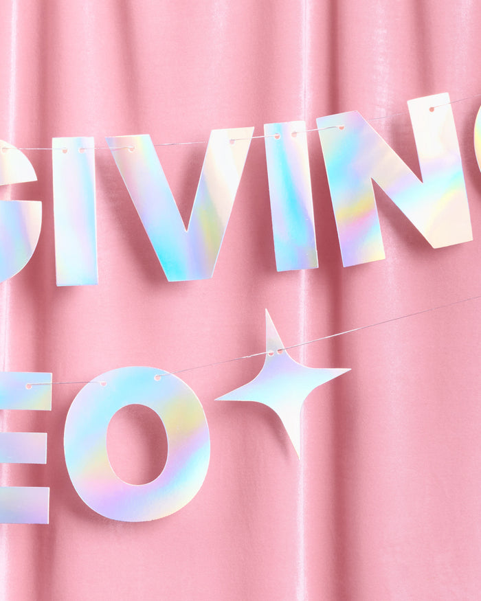 It's Giving Leo Banner - iridescent foil banner