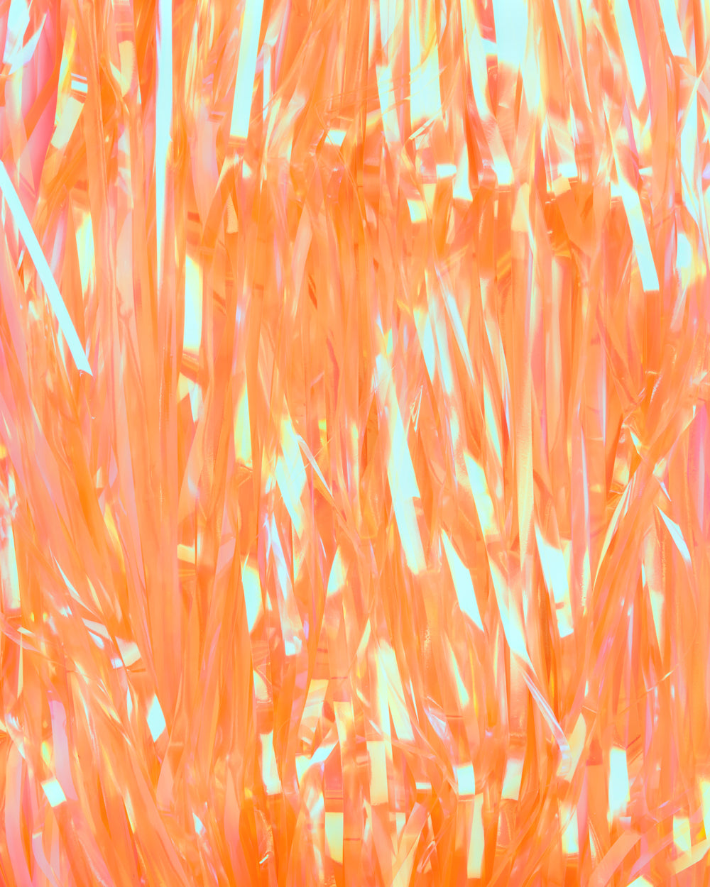 Orange Fringe Curtain Backdrop - iridescent foil banner