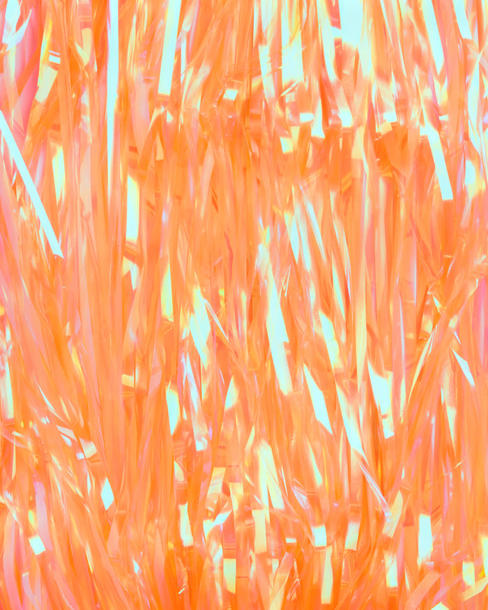 Orange Fringe Curtain Backdrop - iridescent foil banner