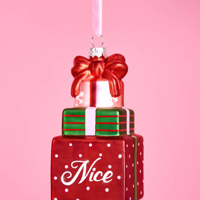 Naughty + Nice Ornament Set - 2 Christmas Ornaments