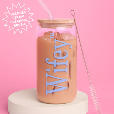 Wifey Glass Tumbler - 16 oz tumbler + straw