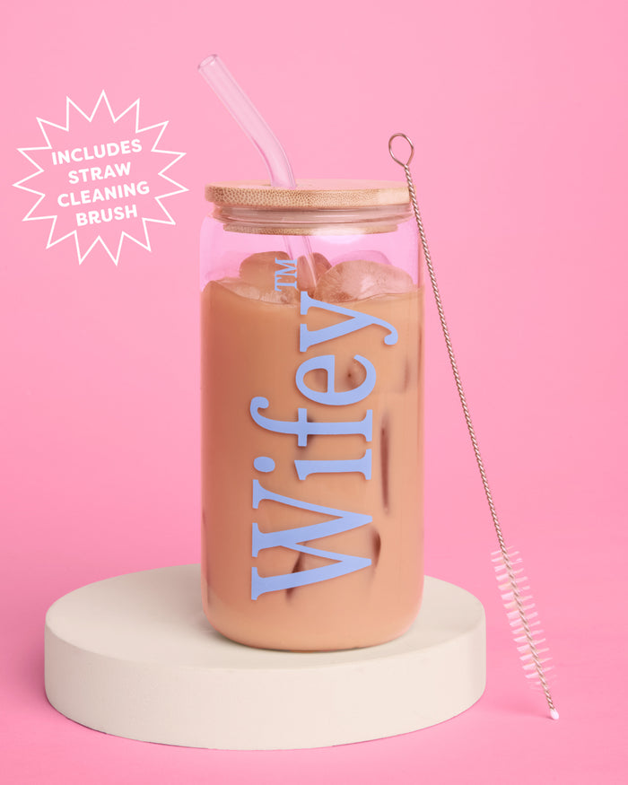 Wifey Glass Tumbler - 16 oz tumbler + straw