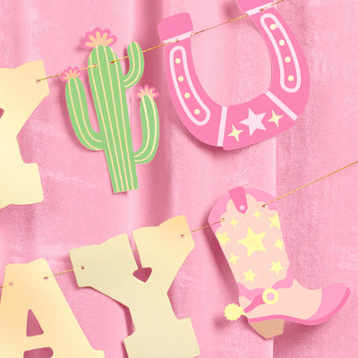 HBD Cowgirl Banner - gold foil banner