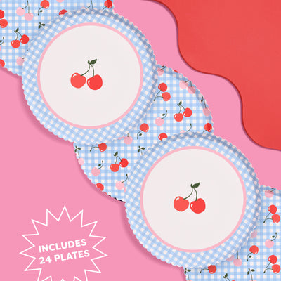 Cherry Tableware Bundle - paper plates, cups + napkins