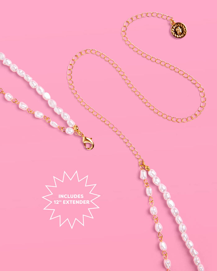 Bride Pearl Belly Chain - pearl + gold body chain