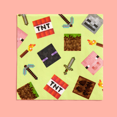Pixel Mining Gamer Napkins - 25 paper napkins