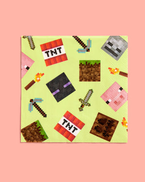 Pixel Mining Gamer Napkins - 25 paper napkins
