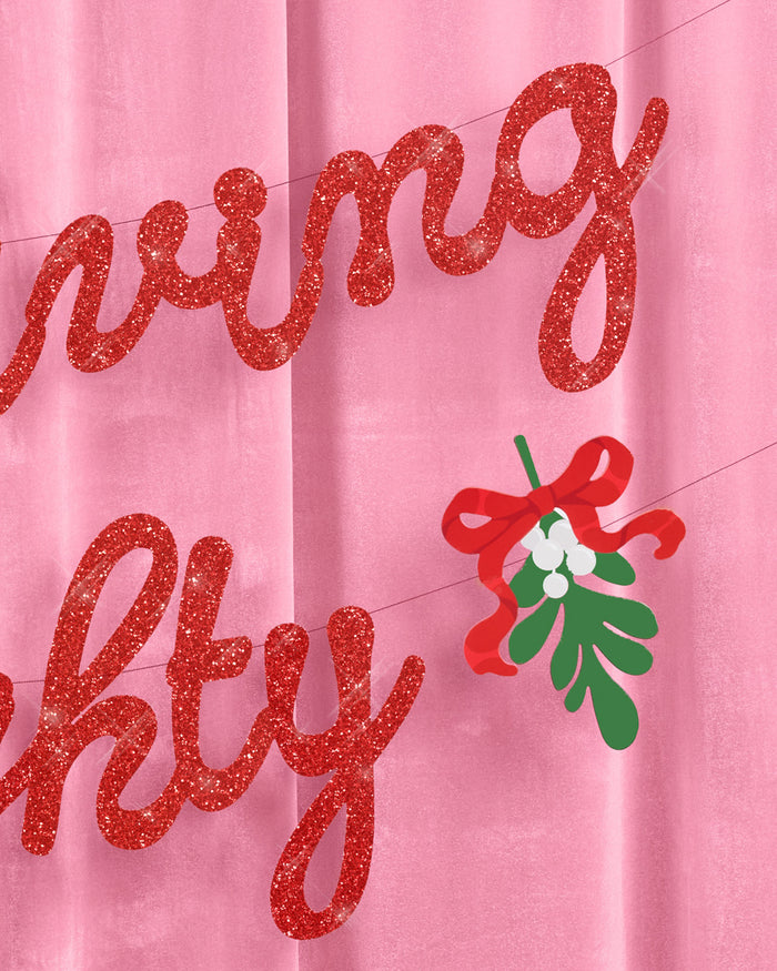 It's Giving Naughty Banner - red glitter banner
