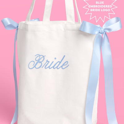 Tying the Knot Tote - embroidered canvas tote w. bows