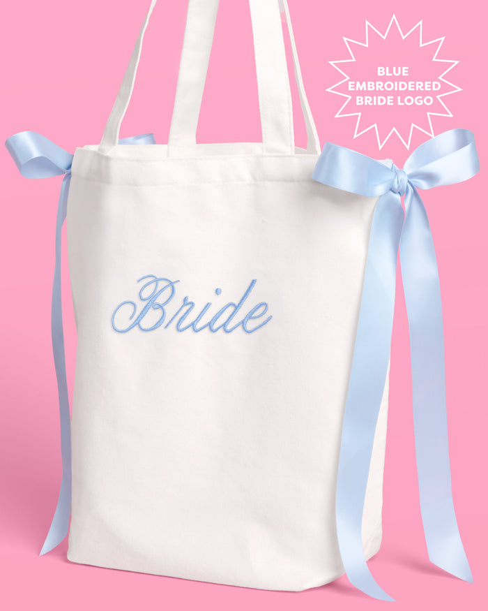 Tying the Knot Tote - embroidered canvas tote w. bows