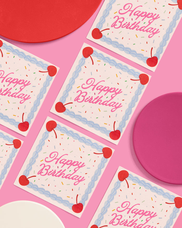 Bday Cake Napkins - 25 sprinkle napkins