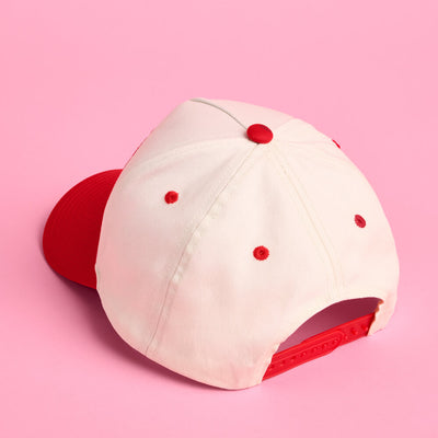 Dear Santa Trucker Hat - red + cream embroidered cap