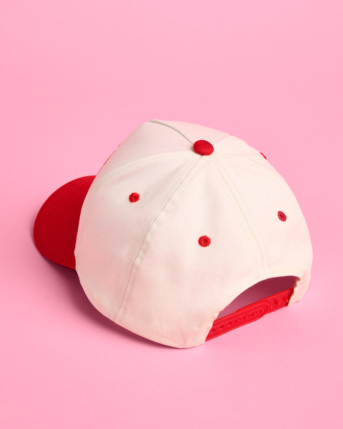 Dear Santa Trucker Hat - red + cream embroidered cap
