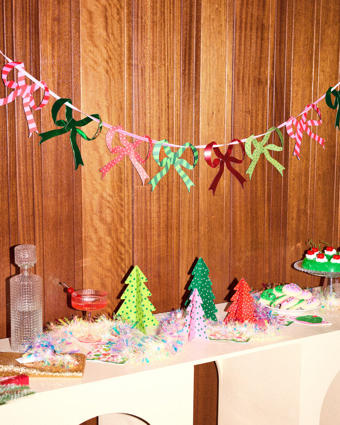 Christmas Bow Banner - Paper Bow Garland