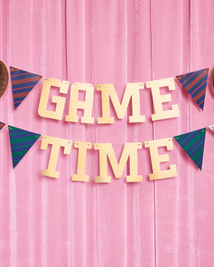 Game Time Banner - gold foil banner