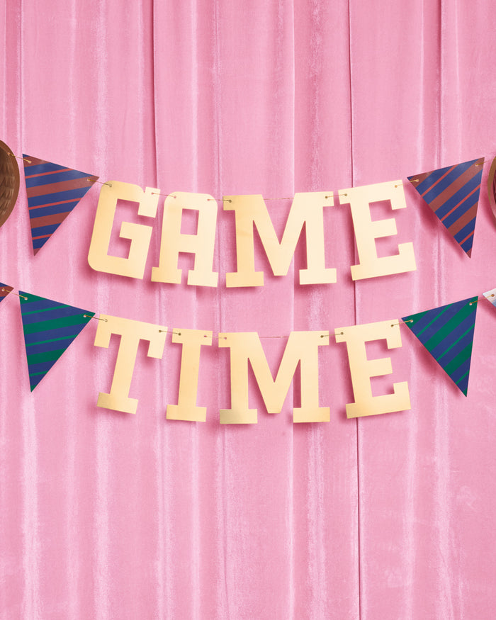 Game Time Banner - gold foil banner