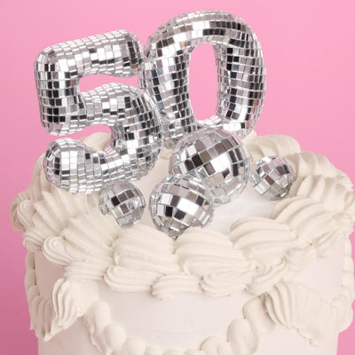 50 Disco Topper - 6 pc mirrored cake toppers