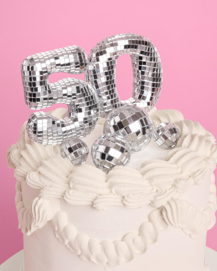 50 Disco Topper - 6 pc mirrored cake toppers