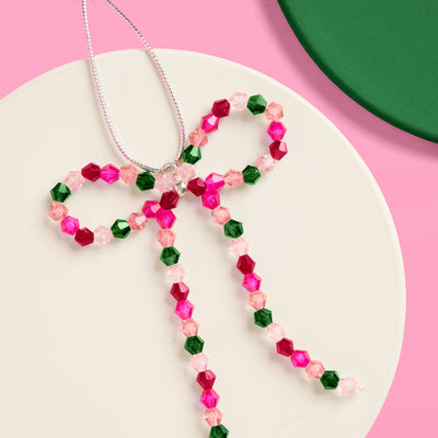 Beaded Bow Ornament Set - 6 beaded bows