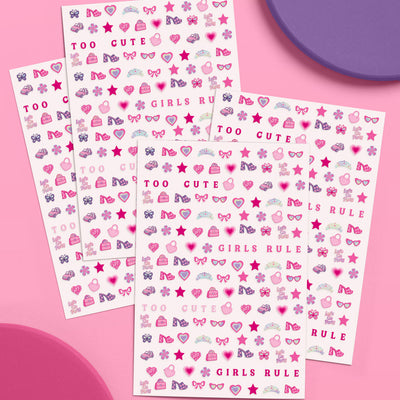 Pink Party Nail Stickers - 648 adhesive nail stickers