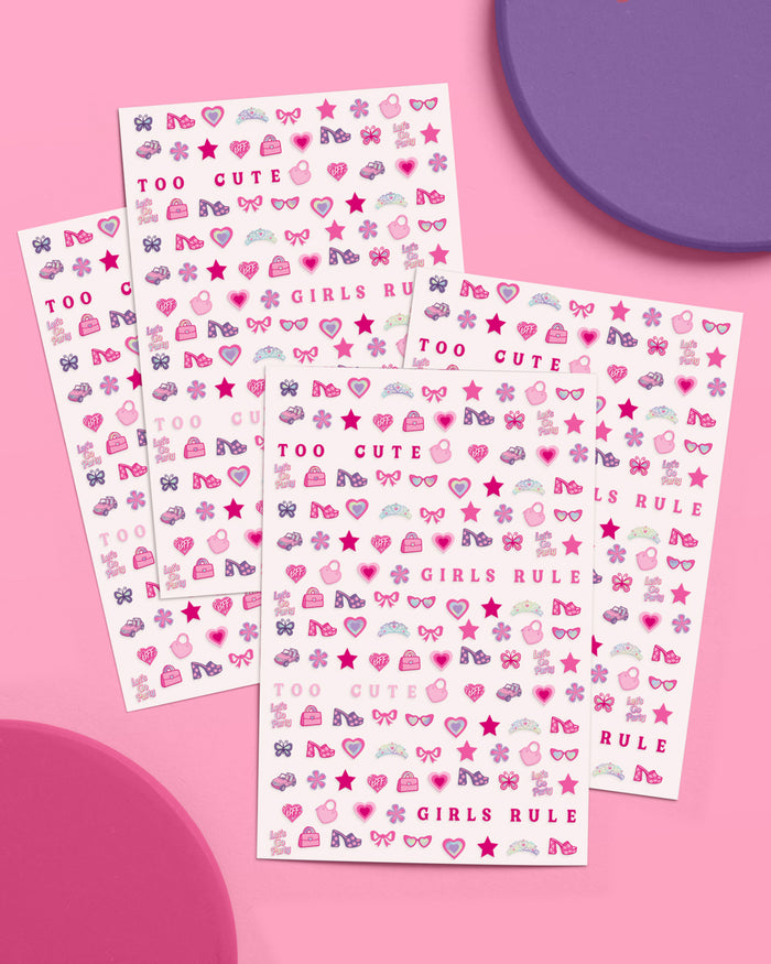 Pink Party Nail Stickers - 648 adhesive nail stickers