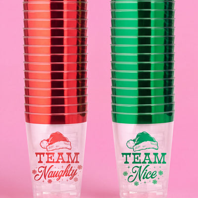 Team Naughty or Nice Cups - 30 plastic cups