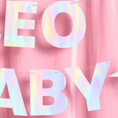 Leo Baby Banner - iridescent foil banner