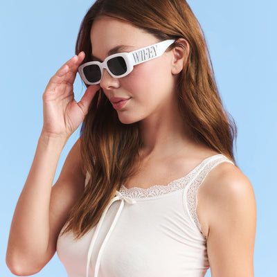 Wifey Sunnies - white marble sunglasses
