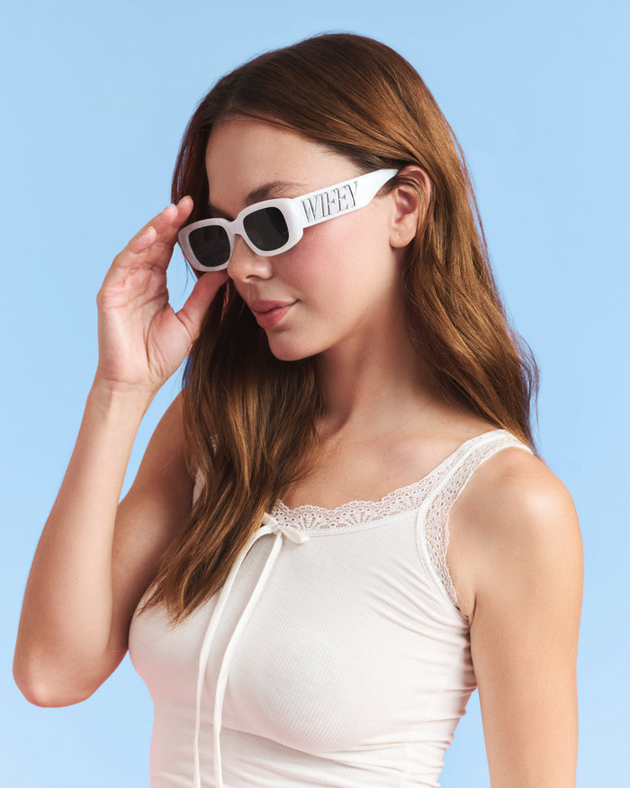 Wifey Sunnies - white marble sunglasses